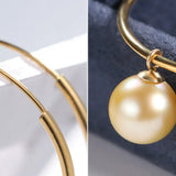 8mm Natural Akoya Golden Pearl Circle Earrings, 18K Solid Yellow Gold Akoya Pearl Handmade Earrings, Anniversary Gift Idea, Gift for Her Etsy