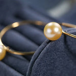 8mm Natural Akoya Golden Pearl Circle Earrings, 18K Solid Yellow Gold Akoya Pearl Handmade Earrings, Anniversary Gift Idea, Gift for Her Etsy