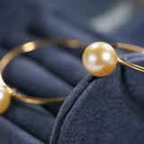 8mm Natural Akoya Golden Pearl Circle Earrings, 18K Solid Yellow Gold Akoya Pearl Handmade Earrings, Anniversary Gift Idea, Gift for Her Etsy
