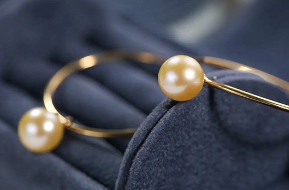 8mm Natural Akoya Golden Pearl Circle Earrings, 18K Solid Yellow Gold Akoya Pearl Handmade Earrings, Anniversary Gift Idea, Gift for Her Etsy
