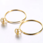 8mm Natural Akoya Golden Pearl Circle Earrings, 18K Solid Yellow Gold Akoya Pearl Handmade Earrings, Anniversary Gift Idea, Gift for Her Etsy