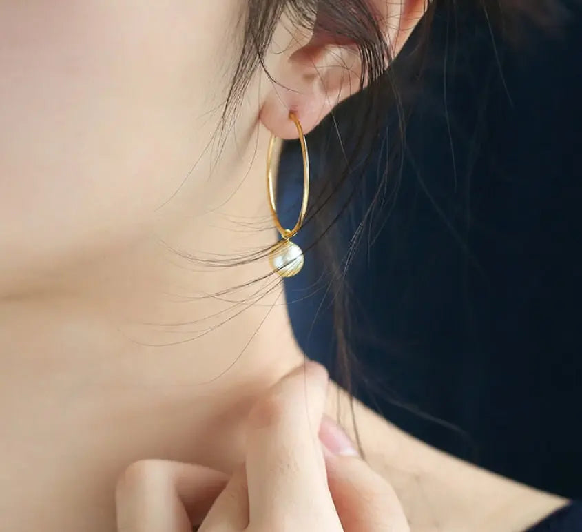 8mm Natural Akoya Golden Pearl Circle Earrings, 18K Solid Yellow Gold Akoya Pearl Handmade Earrings, Anniversary Gift Idea, Gift for Her Etsy