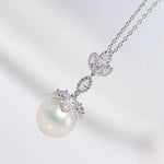 13mm Natural High Luster Pearl Necklace, Silver 925 Handmade Flower Necklace, Freshwater Pearl Necklace, White Pink Pearl, Gift Idea for Her - LaCorserArtJewelry