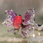 3.50Carat Queen Conch Pearl & Pink Sapphire Brooch, 18k Solid White Gold Brooch, Pearls Strombus Gigas, Queen Conch Pearl Engagement Brooch Etsy