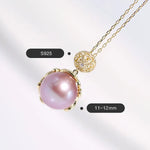12mm High Luster Purple Rose Tone Pearl Necklace, 18k Gold Plated Vermeil Handmade Carved Necklace, Anniversary Gift Idea, Gift for Her Etsy