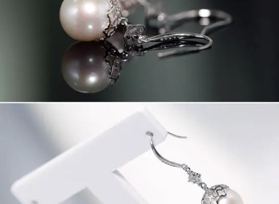 12mm High Luster Freshwater Pearl Drop Earrings - Silver 925 Etsy
