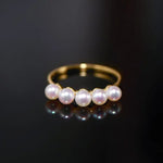 Akoya Pearl Ring - 18K Yellow Gold Beaded Jewelry Etsy