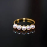 Akoya Pearl Ring - 18K Yellow Gold Beaded Jewelry Etsy