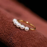 Akoya Pearl Ring - 18K Yellow Gold Beaded Jewelry Etsy