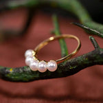 Akoya Pearl Ring - 18K Yellow Gold Beaded Jewelry Etsy