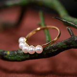 Akoya Pearl Ring - 18K Yellow Gold Beaded Jewelry Etsy