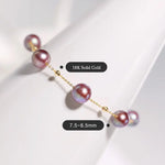 18k Yellow Gold 8.5mm Natural High Luster Purple Pearl, Beaded Pearl Handmade Bracelets, Rose Tone Pink Pearl Bracelets, Anniversary Gift Etsy
