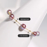 18k Yellow Gold 8.5mm Natural High Luster Purple Pearl, Beaded Pearl Handmade Bracelets, Rose Tone Pink Pearl Bracelets, Anniversary Gift Etsy