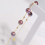 18k Yellow Gold 8.5mm Natural High Luster Purple Pearl, Beaded Pearl Handmade Bracelets, Rose Tone Pink Pearl Bracelets, Anniversary Gift Etsy