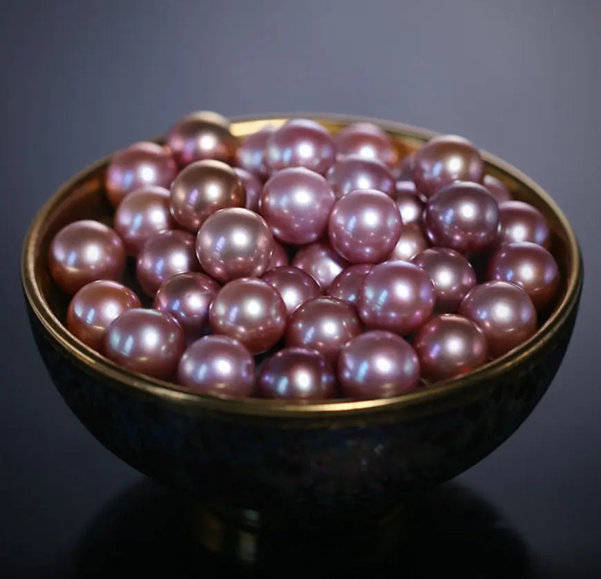 18k Yellow Gold 8.5mm Natural High Luster Purple Pearl, Beaded Pearl Handmade Bracelets, Rose Tone Pink Pearl Bracelets, Anniversary Gift Etsy