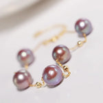 18k Yellow Gold 8.5mm Natural High Luster Purple Pearl, Beaded Pearl Handmade Bracelets, Rose Tone Pink Pearl Bracelets, Anniversary Gift Etsy