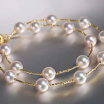 AAA+ Natural Akoya Pearl 9-9.5mm Necklace - 18K Yellow Gold Etsy