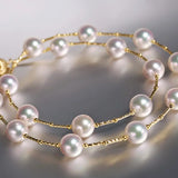 AAA+ Natural Akoya Pearl 9-9.5mm Necklace - 18K Yellow Gold Etsy