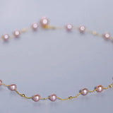 18K Yellow Gold Choker - 6mm Natural Nude Purple Pearl Y-Necklace Etsy