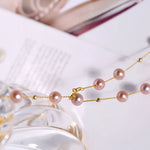 18K Yellow Gold Choker - 6mm Natural Nude Purple Pearl Y-Necklace Etsy