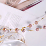 18K Yellow Gold Choker - 6mm Natural Nude Purple Pearl Y-Necklace Etsy