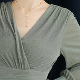 18K Yellow Gold Choker - 6mm Natural Nude Purple Pearl Y-Necklace Etsy