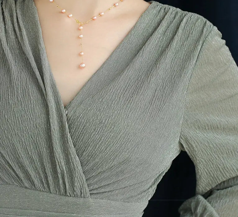 18K Yellow Gold Choker - 6mm Natural Nude Purple Pearl Y-Necklace Etsy