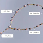 18K Yellow Gold & High Luster 6mm Natural Nude Purple Pearl Chocker Handmade 18K Yellow Gold Y-Necklace, Vanilla Pearl Necklace, Gift Idea Etsy