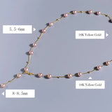 18K Yellow Gold & High Luster 6mm Natural Nude Purple Pearl Chocker Handmade 18K Yellow Gold Y-Necklace, Vanilla Pearl Necklace, Gift Idea Etsy