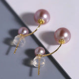 18K Solid Yellow Gold with 5A+ White Purple Pearl Earrings, Handmade Earrings, Anniversary Gift Idea, Edison Pearl Earrings, Gift For Mom Etsy