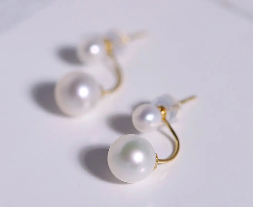 5A+ Natural High Luster White Pearl Earrings, 18K Solid Yellow Gold Earrings, Anniversary Gift Idea, Edison Pearl Earrings Etsy