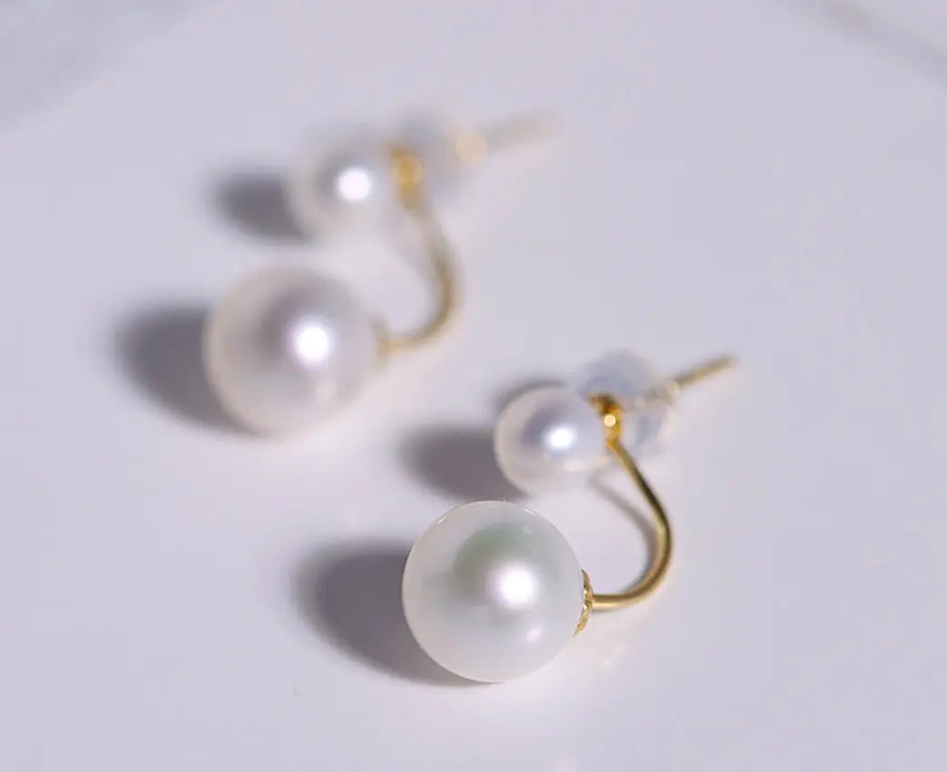 18K Solid Yellow Gold with 5A+ White Purple Pearl Earrings, Handmade Earrings, Anniversary Gift Idea, Edison Pearl Earrings, Gift For Mom Etsy