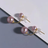 18K Solid Yellow Gold with 5A+ White Purple Pearl Earrings, Handmade Earrings, Anniversary Gift Idea, Edison Pearl Earrings, Gift For Mom Etsy