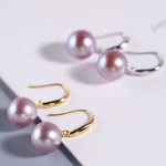 5A+ High Luster 10mm White Purple Pearl Earrings, 18K Solid Yellow Gold Handmade Earrings, Anniversary Gift Idea, Edison Pearl Earrings Etsy