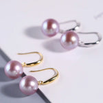 5A+ High Luster 10mm White Purple Pearl Earrings, 18K Solid White Gold Handmade Earrings, Anniversary Gift Idea, Edison Pearl Earrings Etsy
