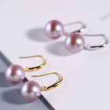 5A+ High Luster 10mm White Purple Pearl Earrings, 18K Solid White Gold Handmade Earrings, Anniversary Gift Idea, Edison Pearl Earrings Etsy