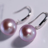 5A+ High Luster 10mm White Purple Pearl Earrings, 18K Solid Yellow Gold Handmade Earrings, Anniversary Gift Idea, Edison Pearl Earrings Etsy