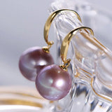 5A+ High Luster 10mm White Purple Pearl Earrings, 18K Solid White Gold Handmade Earrings, Anniversary Gift Idea, Edison Pearl Earrings Etsy