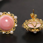5A+ Natural Conch Pearl Shell & White Pearl Beaded Earrings, 24k Yellow Gold Plated Vermeil Earrings, Pink Pearl Earrings, Gift Idea for Her Etsy