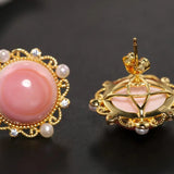5A+ Natural Conch Pearl Shell & White Pearl Beaded Earrings, 24k Yellow Gold Plated Vermeil Earrings, Pink Pearl Earrings, Gift Idea for Her Etsy