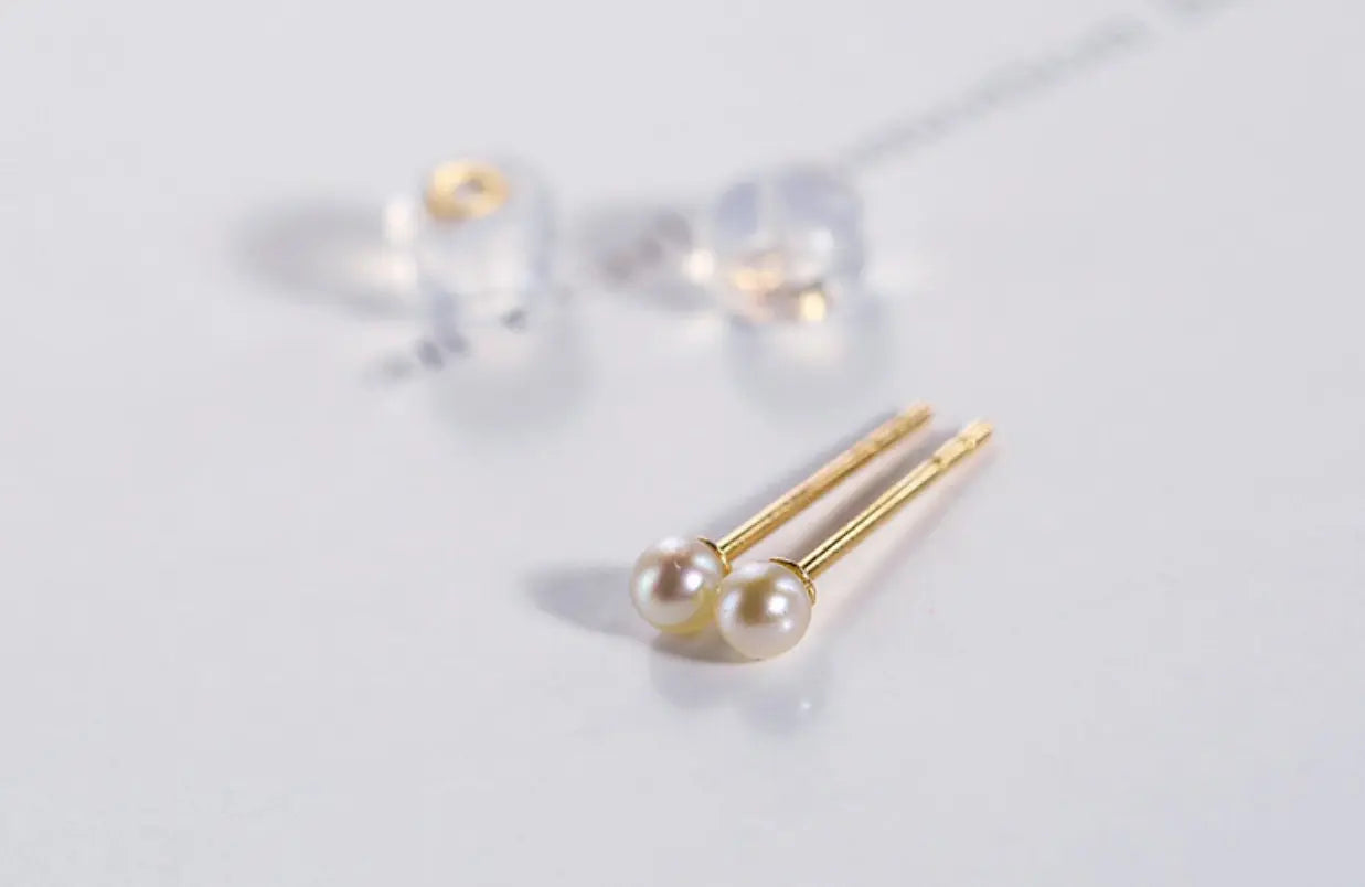 Natural Akoya Baby Champagne Pearl Earrings, 18k Solid Yellow Gold Handmade Stud Earrings, Anniversary Gift Idea, Gift for Her Etsy