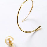 8mm Natural Akoya Golden Pearl Circle Earrings, 18K Solid Yellow Gold Akoya Pearl Handmade Earrings, Anniversary Gift Idea, Gift for Her Etsy
