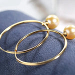 8mm Natural Akoya Golden Pearl Circle Earrings, 18K Solid Yellow Gold Akoya Pearl Handmade Earrings, Anniversary Gift Idea, Gift for Her Etsy