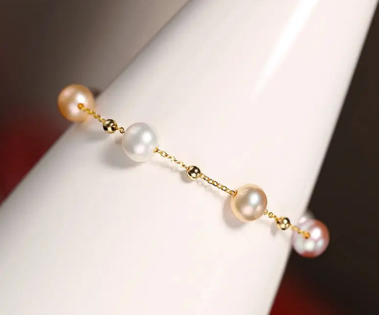 Purple Pearl Stands Bracelets - 18K Yellow Gold Etsy