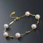 18k Yellow Gold Natural Colorful High Luster Pearl, Beaded Pearl Handmade Bracelets, Rose Pink Pearl Bracelets, Anniversary Gift Idea Etsy