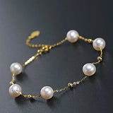 18k Yellow Gold Natural Colorful High Luster Pearl, Beaded Pearl Handmade Bracelets, Rose Pink Pearl Bracelets, Anniversary Gift Idea Etsy