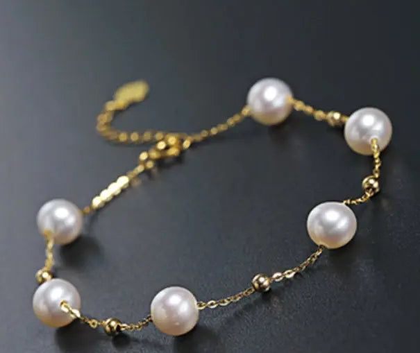 18k Yellow Gold Natural Colorful High Luster Pearl, Beaded Pearl Handmade Bracelets, Rose Pink Pearl Bracelets, Anniversary Gift Idea Etsy