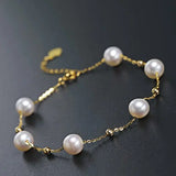 7mm Natural Colorful High Luster Pearl, 18k Yellow Gold Beaded Pearl Handmade Bracelets, Rose Pink Pearl Bracelets, Anniversary Gift Idea Etsy