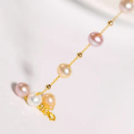 18k Yellow Gold Natural Colorful High Luster Pearl, Beaded Pearl Handmade Bracelets, Rose Pink Pearl Bracelets, Anniversary Gift Idea Etsy