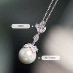 13mm Natural High Luster Pearl Necklace, Silver 925 Handmade Flower Necklace, Freshwater Pearl Necklace, White Pink Pearl, Gift Idea for Her - LaCorserArtJewelry